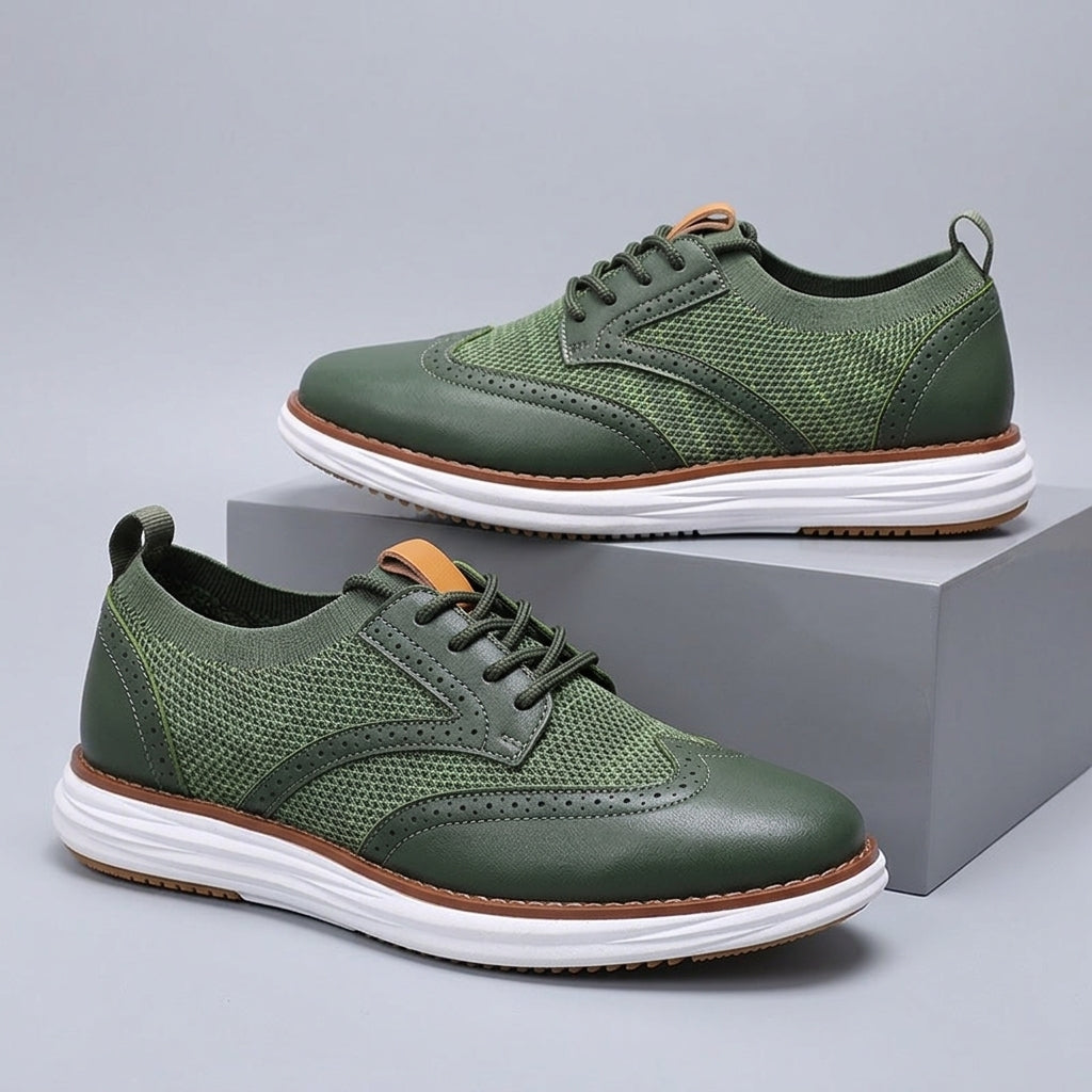 Men's Brogue Wingtip Knit Lace-Up Sneakers