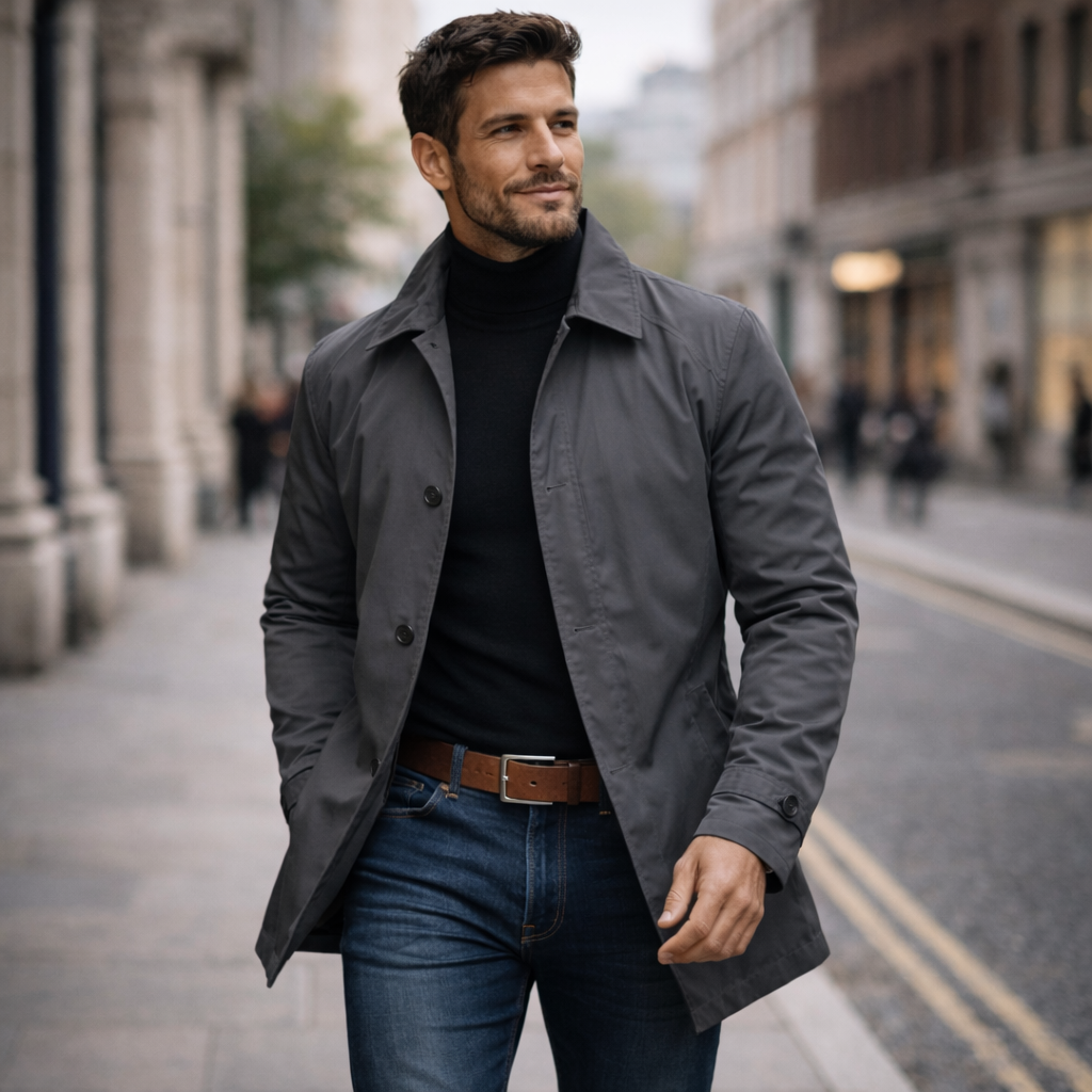 Men's Button Front Weather Resistant Coat