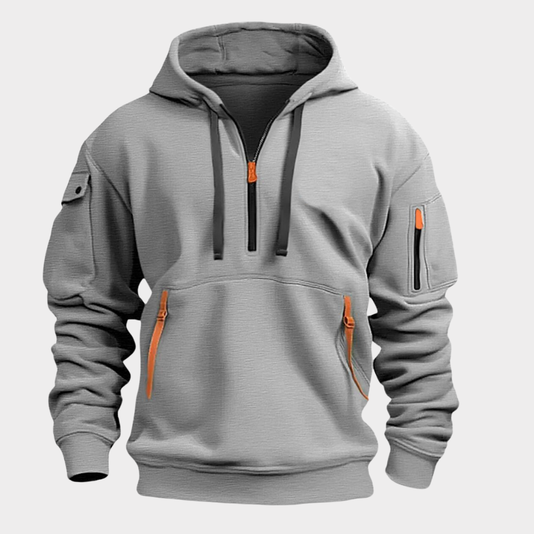 Men's Half Zip Hooded Utility Sweatshirt