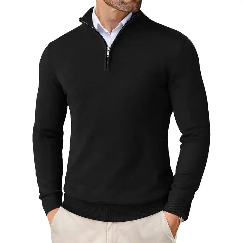 Men's Half Zip Stand Collar Knit Sweater