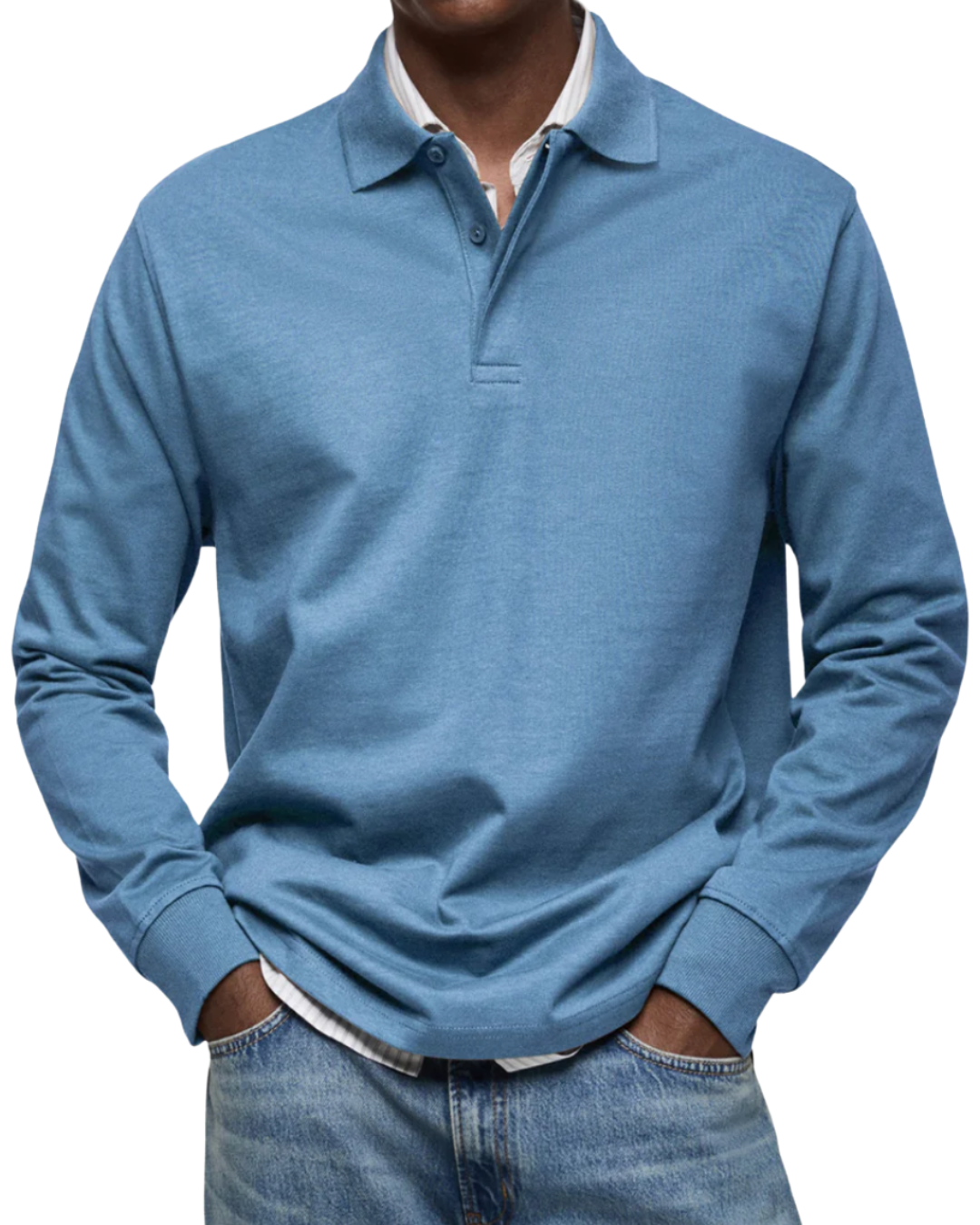 Men's Long Sleeve Cotton Blend Polo Shirt