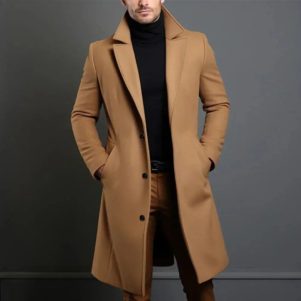 Men's Notch Lapel Longline Overcoat