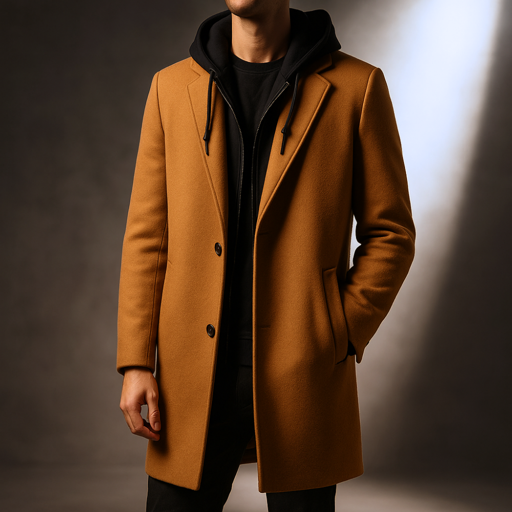 Men's Notch Lapel Wool-Look Overcoat