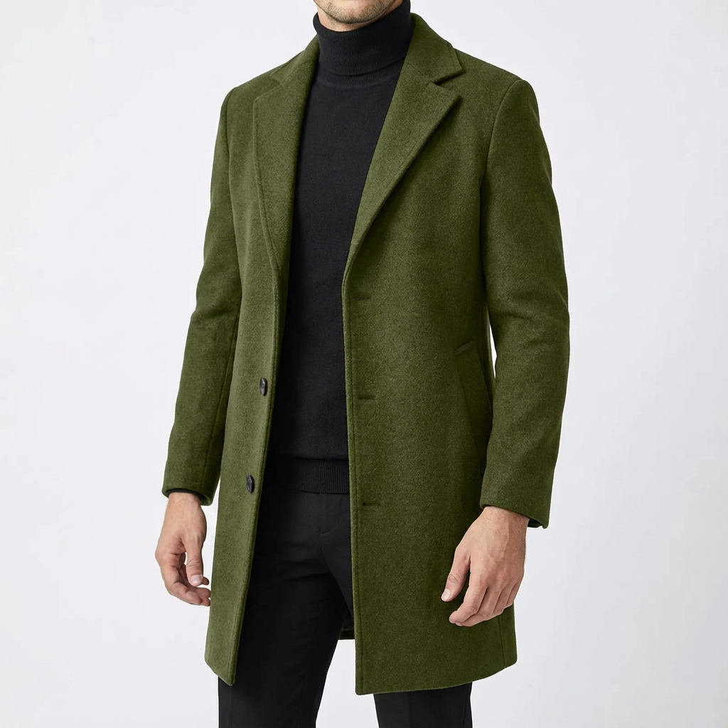 Men's Notch Lapel Wool-Look Overcoat