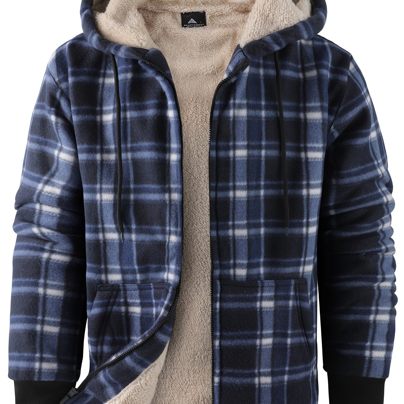 Men's Plaid Sherpa Lined Zip-Up Hoodie
