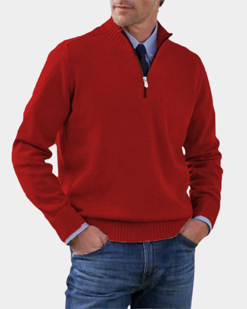Men's Quarter Zip Mock Neck Knit Sweater