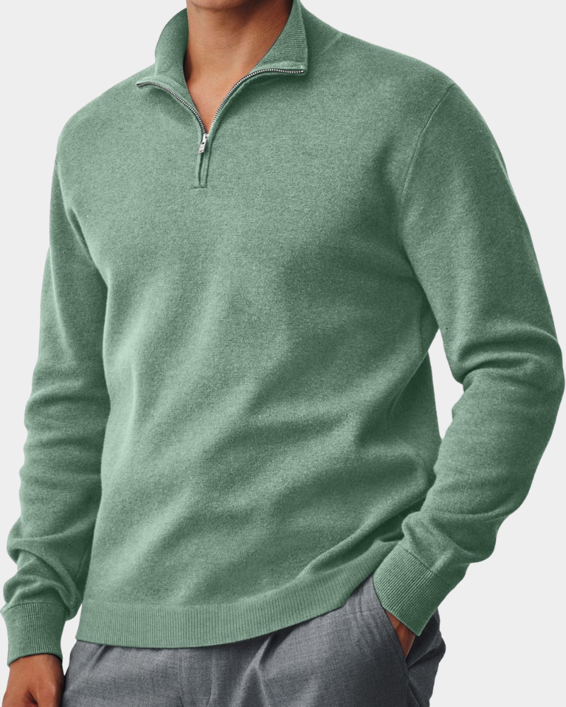 Men's Quarter Zip Mock Neck Knit Sweater