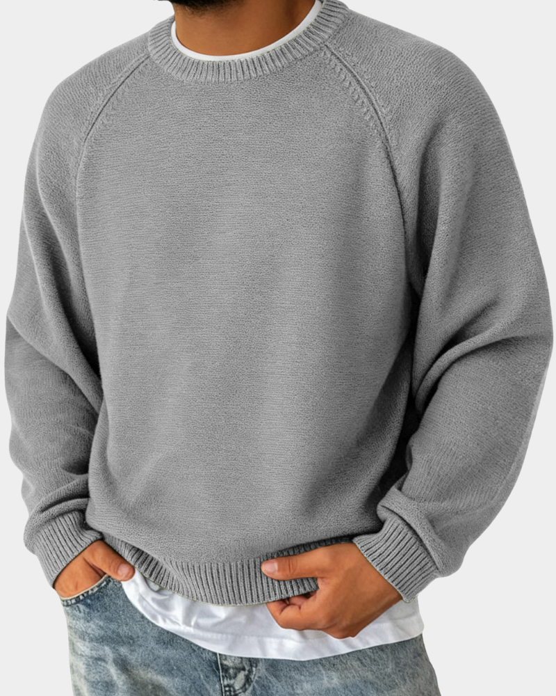 Men's Raglan Sleeve Crewneck Knit Sweater