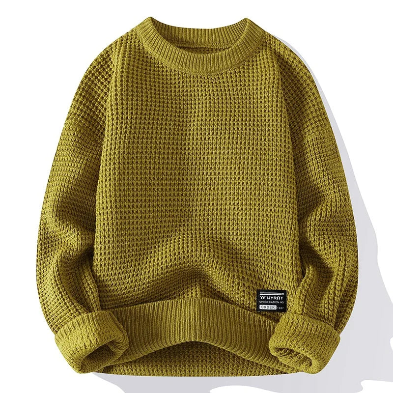 Men's Relaxed Waffle Knit Crewneck Sweater