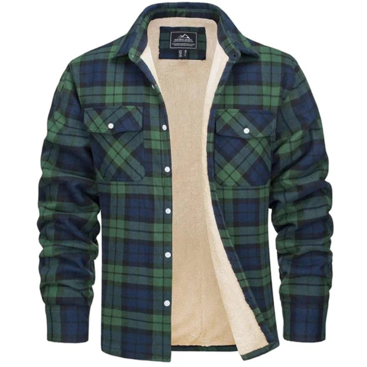 Men's Sherpa-Lined Plaid Button-Up Shacket
