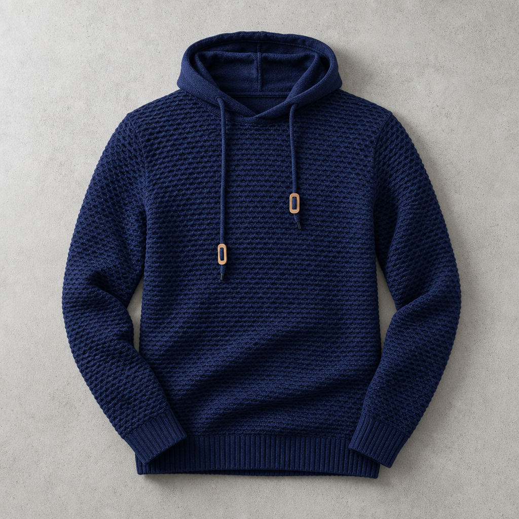 Men's Textured Basket-Weave Pullover Hoodie