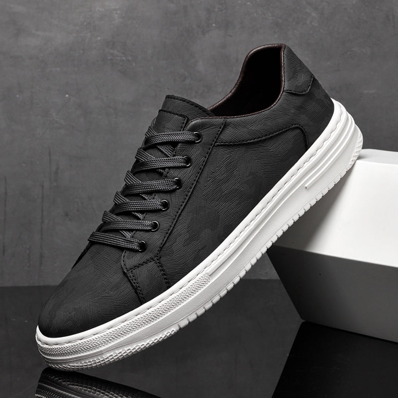 Men's Textured Faux Leather Lace-Up Sneakers