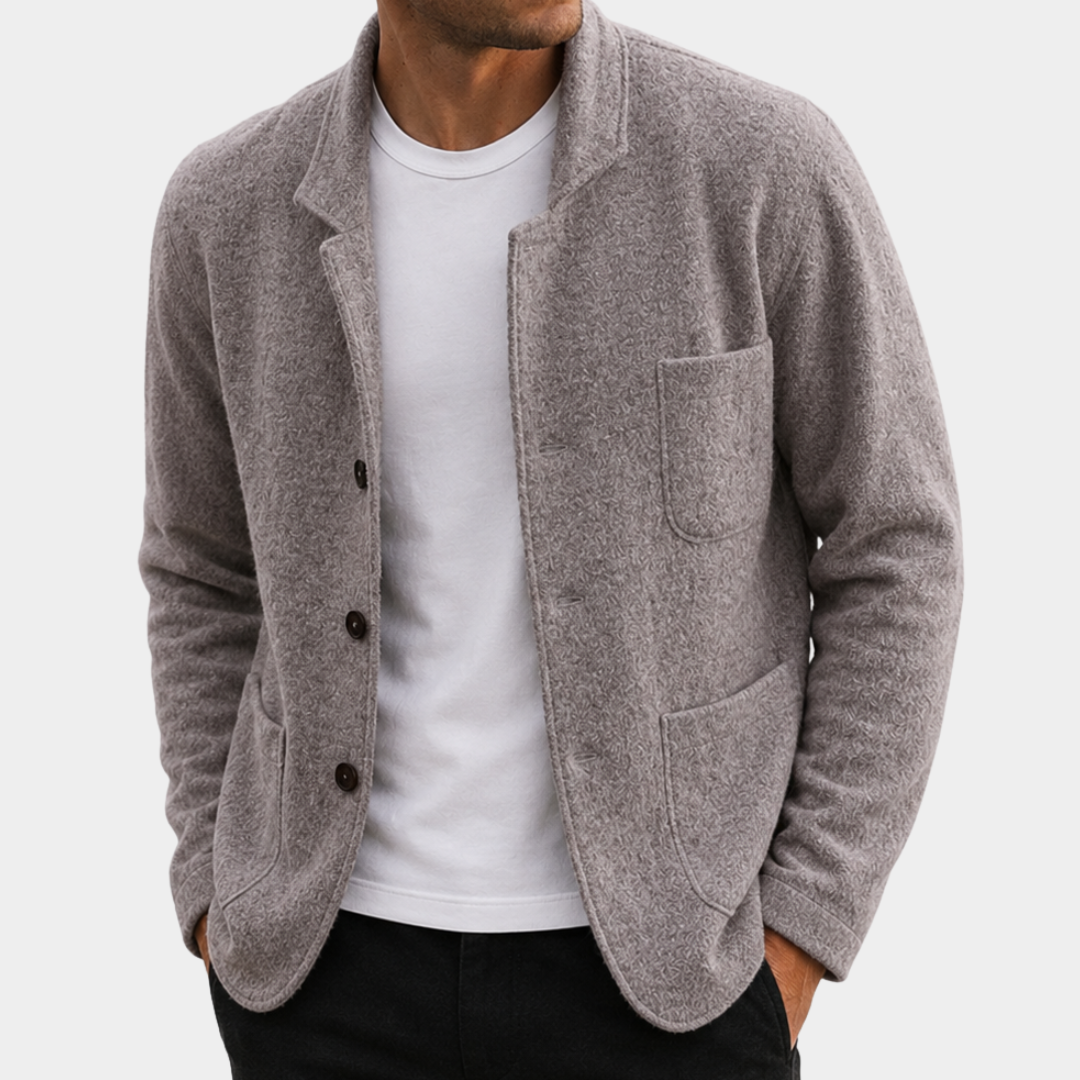 Men's Textured Knit Button-Front Cardigan