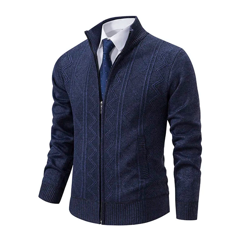 Men's Textured Knit Full-Zip Cardigan