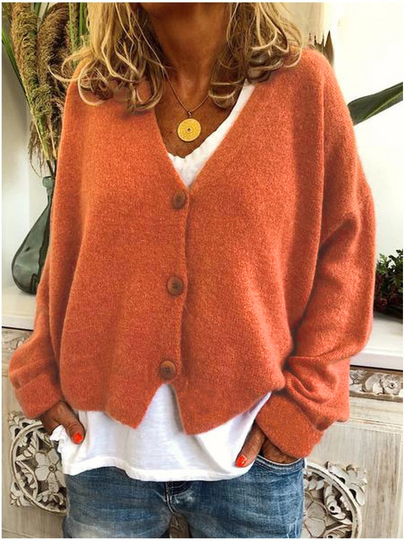 Women's Button Front V-Neck Knit Cardigan