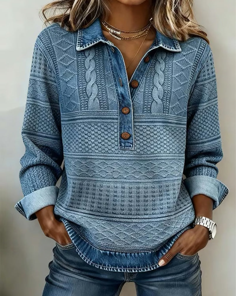 Women's Collared Button-Front Cable Knit Sweater