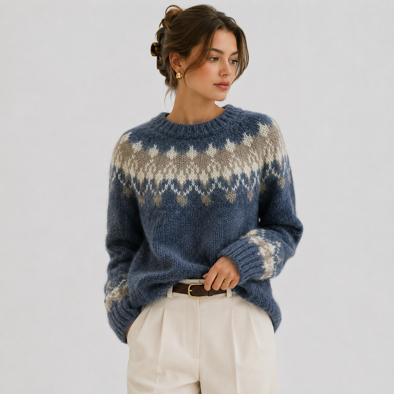Women's Fair Isle Yoke Crewneck Sweater