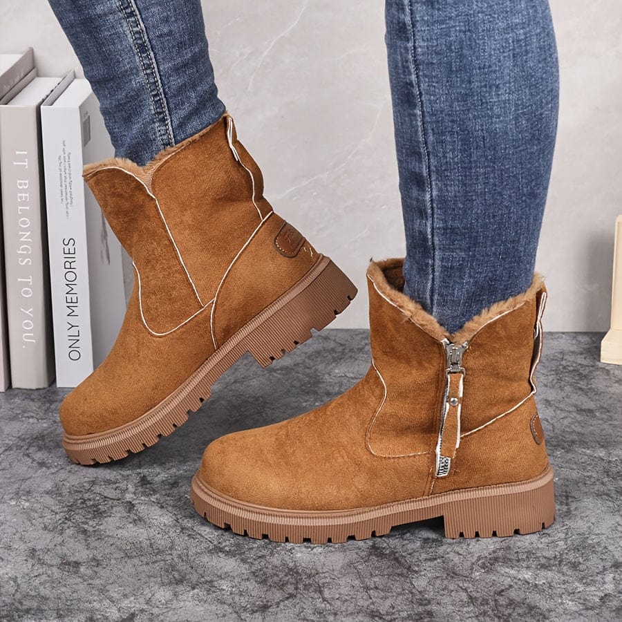 Women's Faux Fur Lined Side Zip Ankle Boots