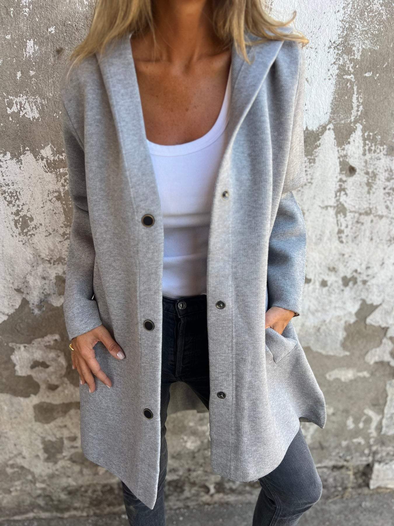 Women's Hooded Longline Knit Cardigan