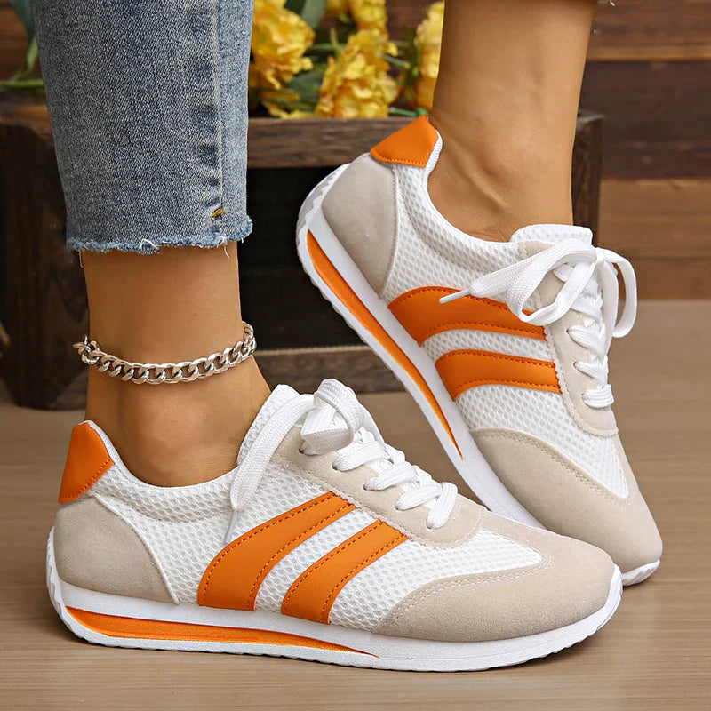 Women's Mesh Panel Lace-Up Low-Top Sneakers