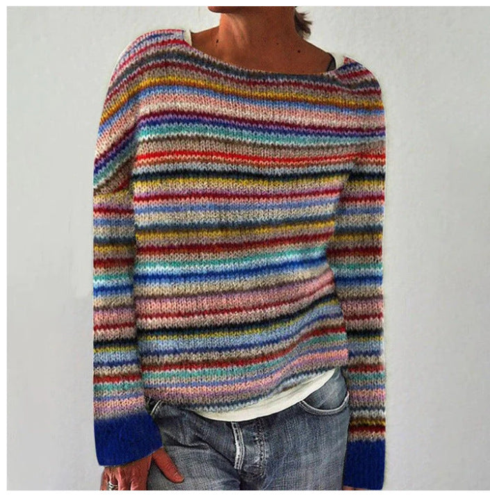 Women's Multi Stripe Relaxed Knit Sweater