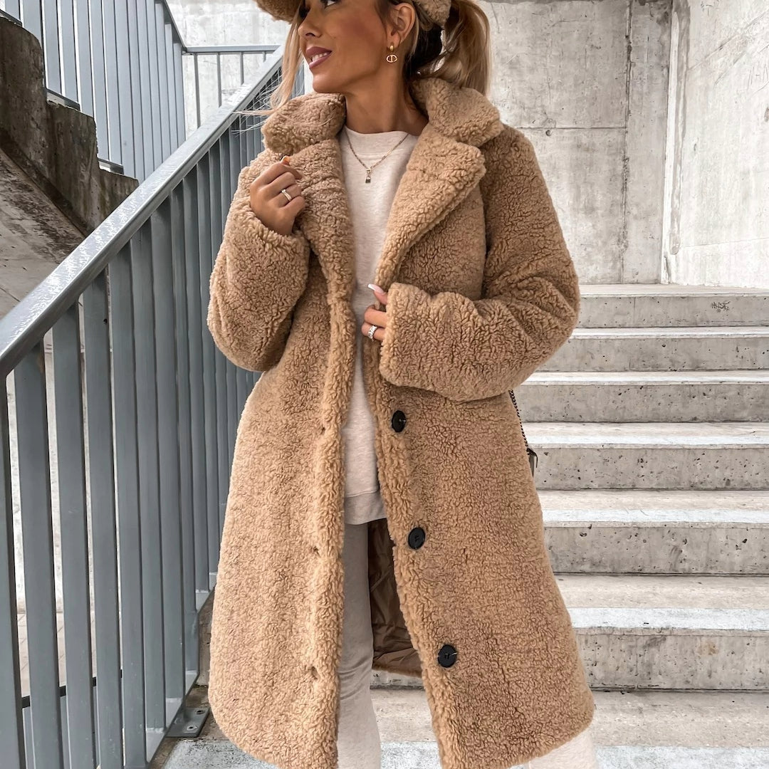Women's Oversized Teddy Fleece Longline Coat