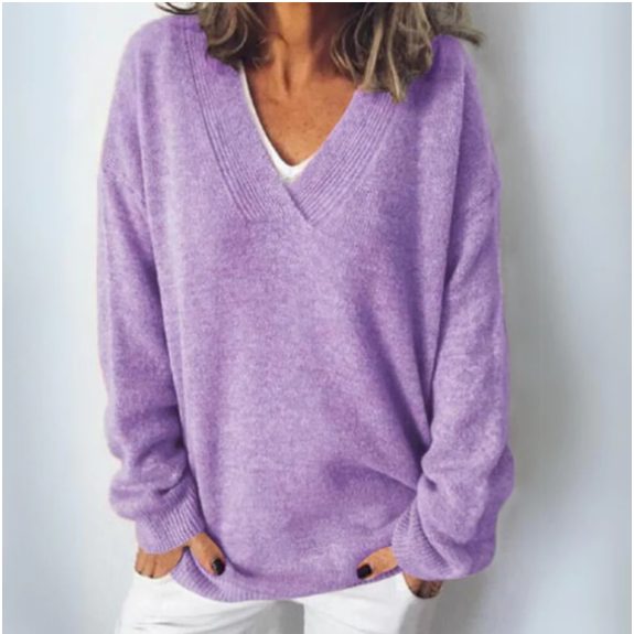 Women's Relaxed V-Neck Knit Sweater