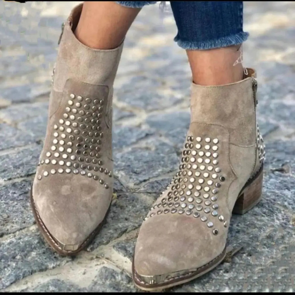 Women's Studded Pointed Toe Ankle Boots